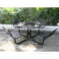 Commercial outdoor metal table and chairs/iron garden table,picnic table with backed seats